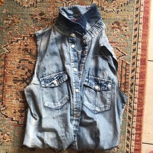 Sleeveless tank soft stretchy denim material